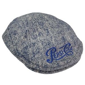 Pepsi-Cola‎ Hat Vintage 80s Stonewash Newsboy Cabbie Flat Cap Snapback USA Made